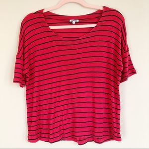 Splendid Red Navy Stripe Short Sleeve Tee Size Small